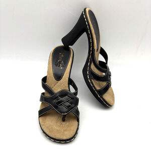 Vintage 90s Y2K Mudd 'CONNER' Brown Faux Leather Strappy Block Heel Pumps 6M